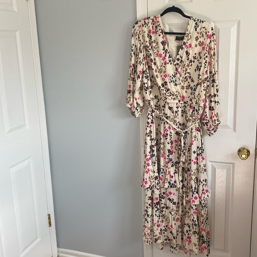 Lane Bryant NWT 3/4 Sleeve Flounce Hem Floral Midi Dress Size 24